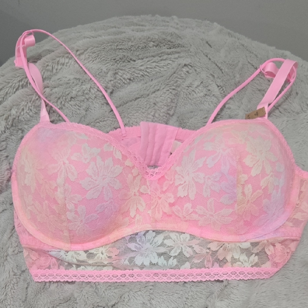 PINK Victoria's Secret Floral Lace Push Up Bralette